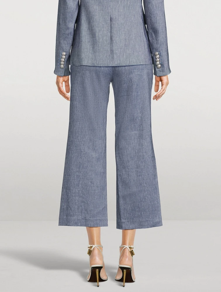 Aubrie Linen-Blend Crop Wide-Leg Pants