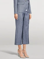 Aubrie Linen-Blend Crop Wide-Leg Pants