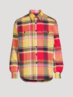 Heavyweight Flannel Shirt Bright Plaid Print
