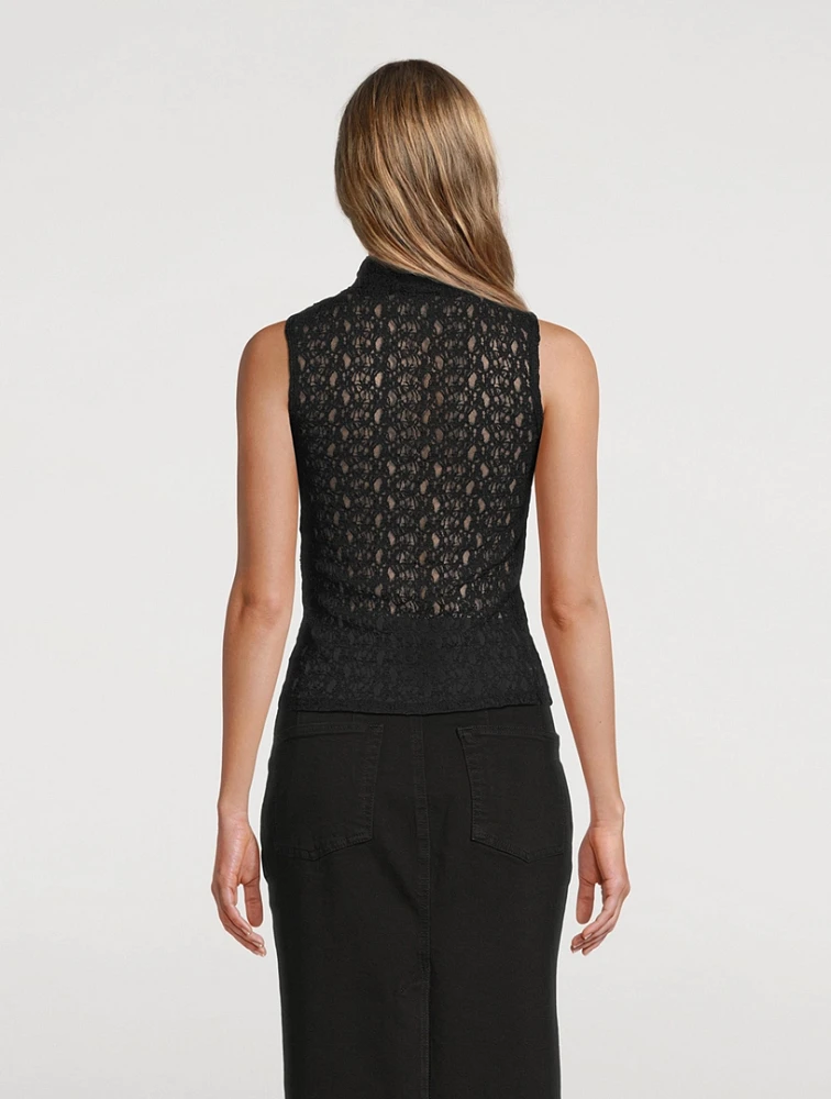 Stretch-Lace Sleeveless Top