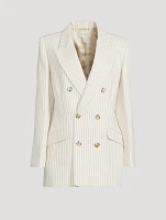 Cotton And Linen Double-Breasted Blazer