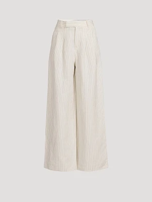 Cotton And Linen Pleated Pants