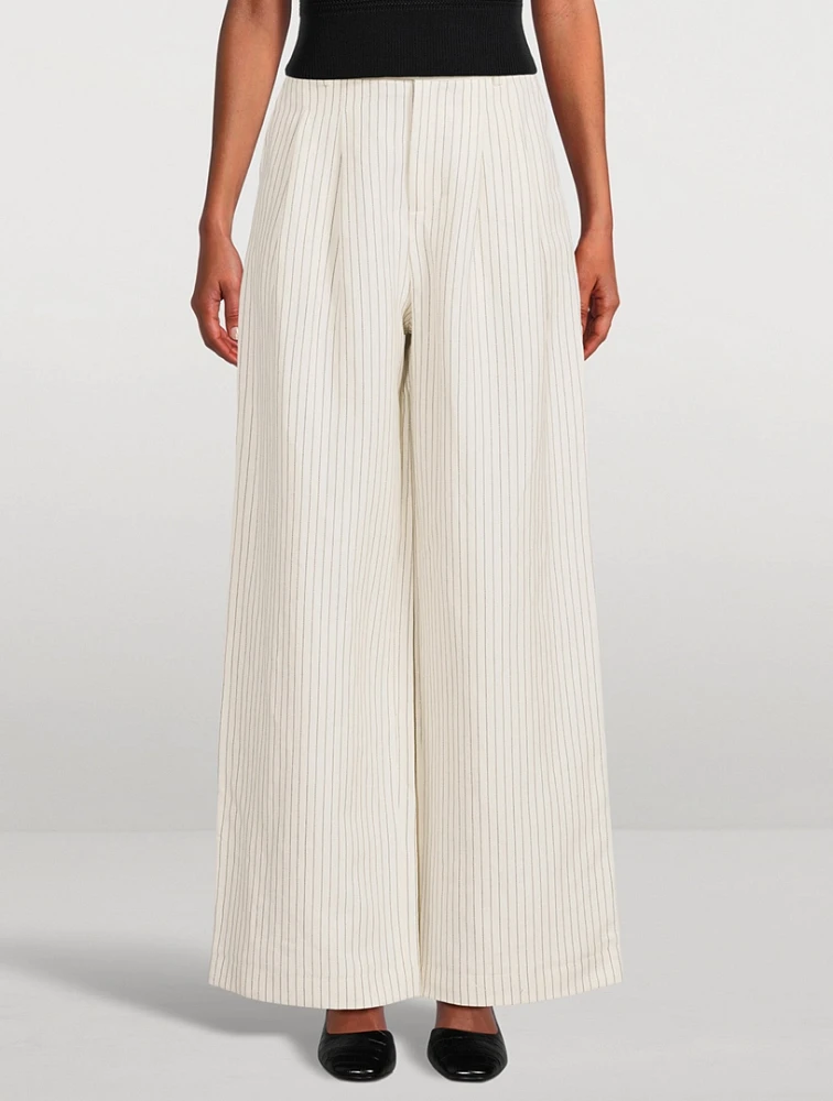 Cotton And Linen Pleated Pants