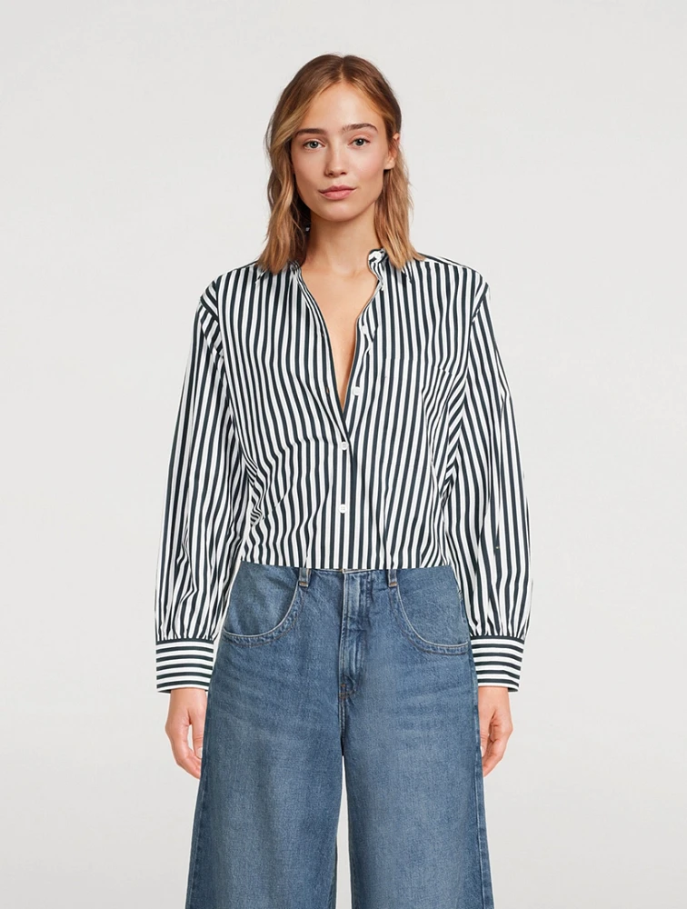 Cotton Oversized Shirt Striped Print