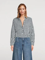 Cotton Oversized Shirt Striped Print