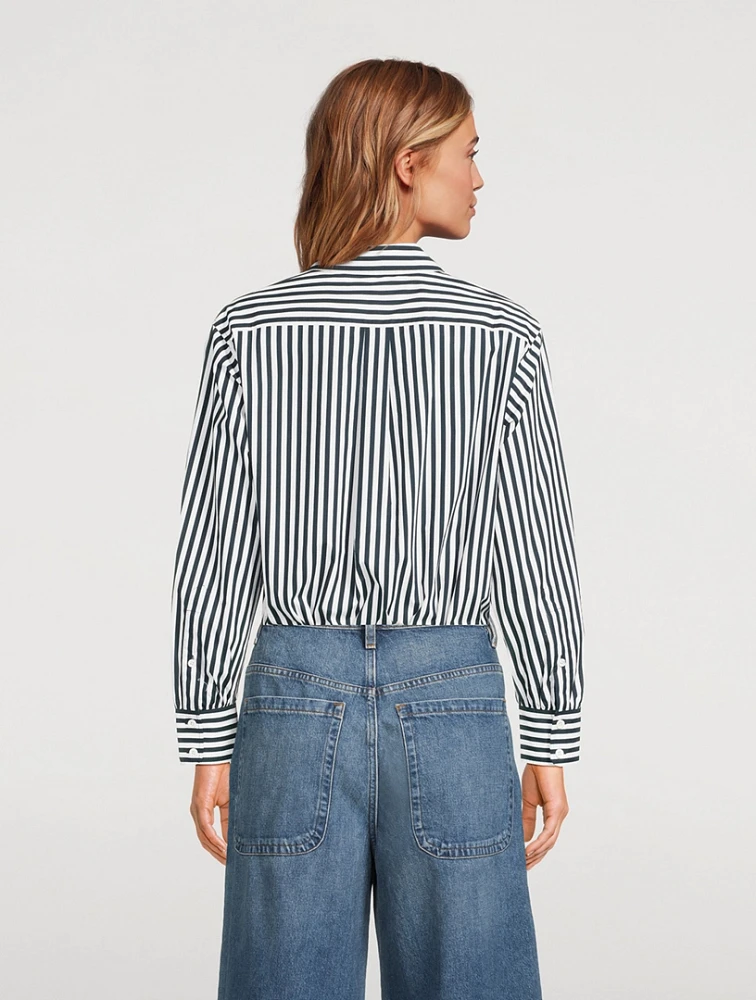 Cotton Oversized Shirt Striped Print