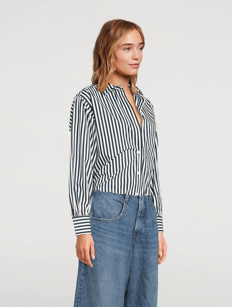 Cotton Oversized Shirt Striped Print