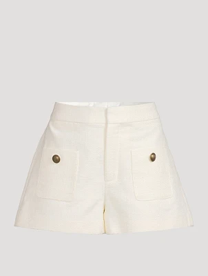 High-Waisted Patch Pocket Shorts