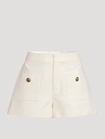 High-Waisted Patch Pocket Shorts