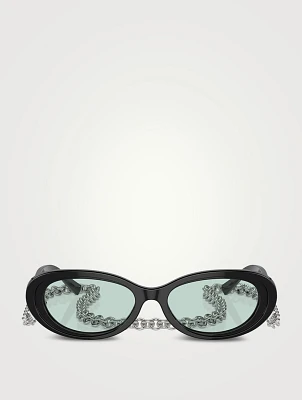 Oval Sunglasses With Chain