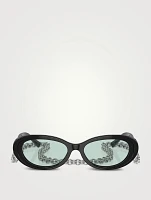 Oval Sunglasses With Chain