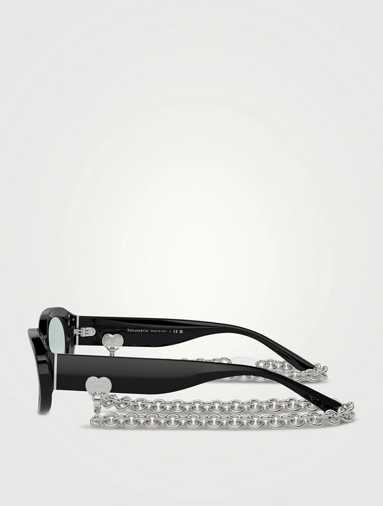 Oval Sunglasses With Chain