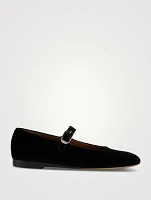 Velvet Mary Jane Ballet Flats