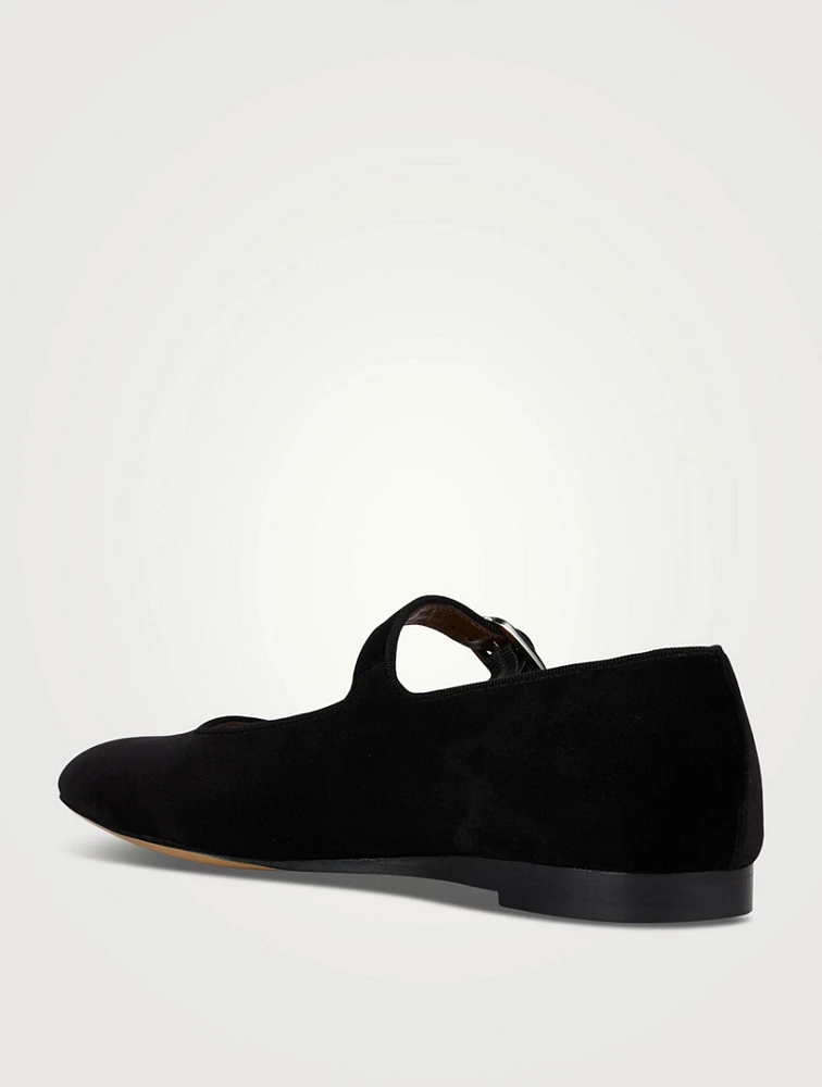 Velvet Mary Jane Ballet Flats