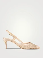 Mario Crystal Mesh Slingback Pumps