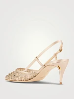 Mario Crystal Mesh Slingback Pumps