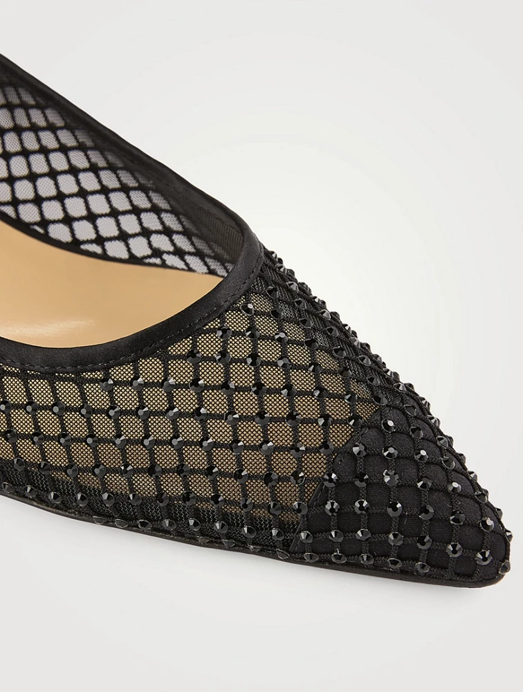 Lorenzo Crystal Mesh And Satin Ballet Flats