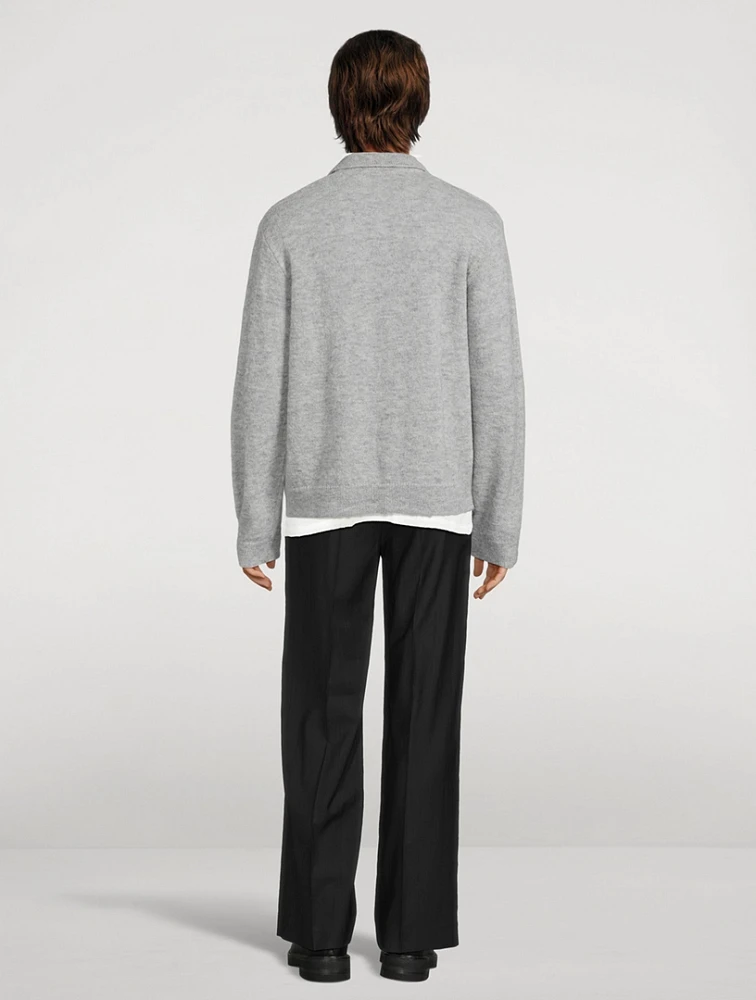 Fuzzy Alpaca Polo Cardigan