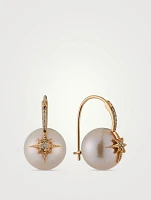 Starburst Pearl Earrings With Diamonds