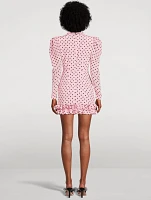 Silk Mini Dress Polka Dot Print