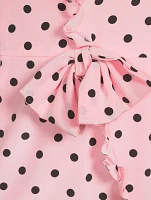 Silk Mini Dress Polka Dot Print