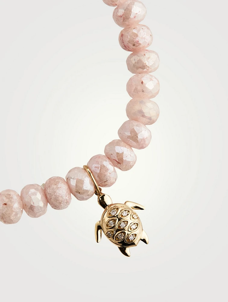 Pink Grapolite Beaded Bracelet With 14K Gold Diamond Rondelle