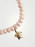 Pink Grapolite Beaded Bracelet With 14K Gold Diamond Rondelle