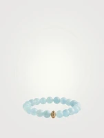 Aquamarine Beaded Bracelet With 14K Gold Diamond Rondelle