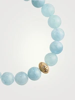 Aquamarine Beaded Bracelet With 14K Gold Diamond Rondelle