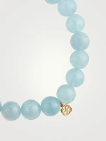 Aquamarine Beaded Bracelet With 14K Gold Diamond Rondelle