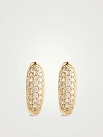 14K Gold Puffy Huggie Hoop Earrings With Diamonds