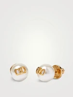 VLOGO Pearl Stud Earrings