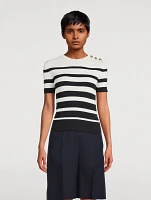 Stripe Jacquard Short-Sleeve Sweater