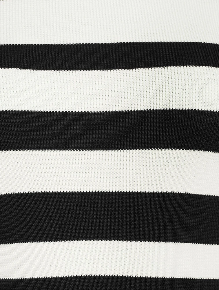 Stripe Jacquard Short-Sleeve Sweater