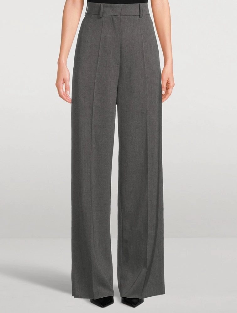 Stretch Wool Wide-Leg Trousers