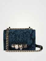 Small Skull Denim Bag In Floral Print