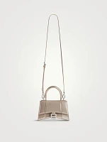 XS Hourglass Metallic Leather Top Handle Bag