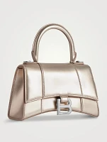 XS Hourglass Metallic Leather Top Handle Bag