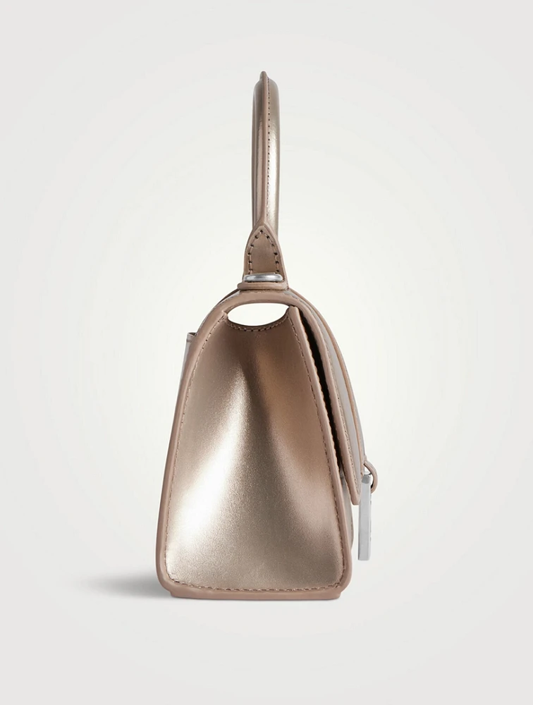 XS Hourglass Metallic Leather Top Handle Bag