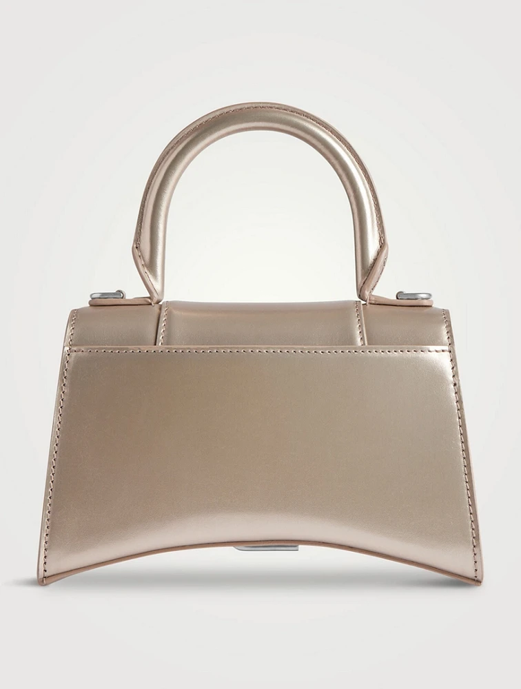 XS Hourglass Metallic Leather Top Handle Bag