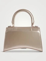 XS Hourglass Metallic Leather Top Handle Bag