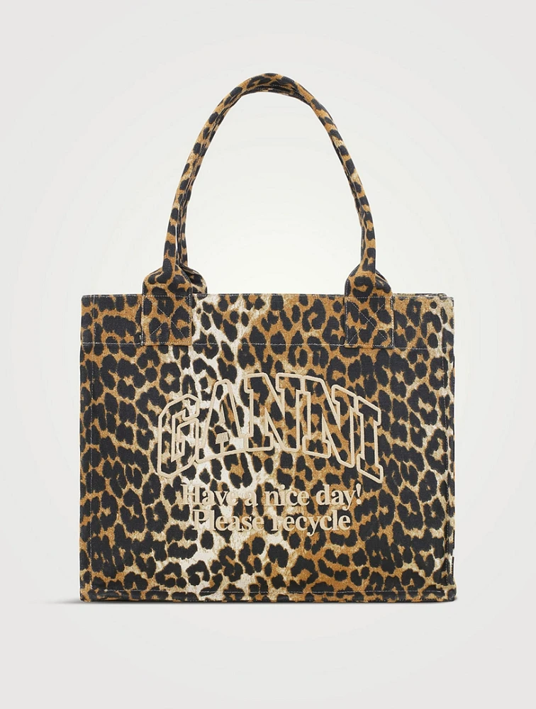 Large Canvas Tote Bag In Leopard Print