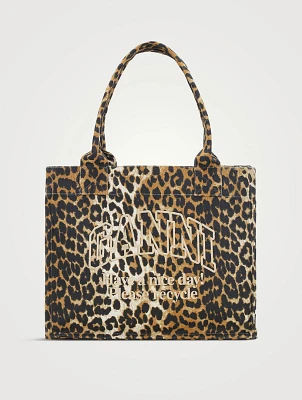 Large Canvas Tote Bag In Leopard Print