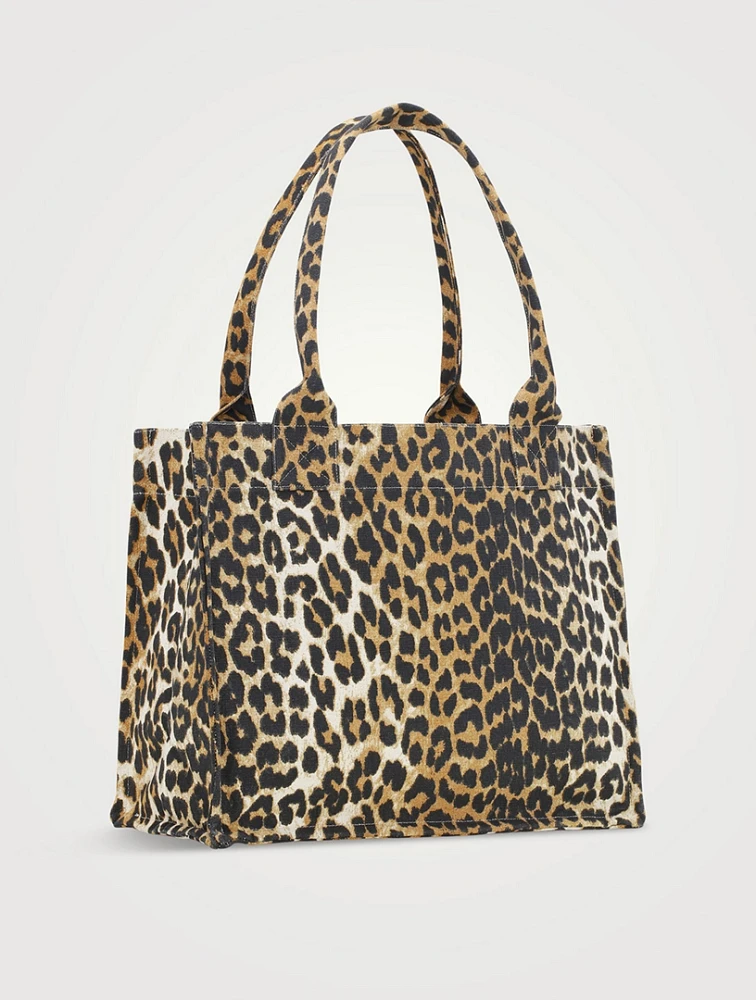 Large Canvas Tote Bag In Leopard Print