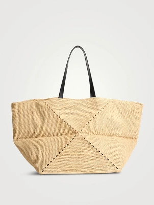 Loewe x Paula's Ibiza Large Puzzle Fold Raffia Tote Bag