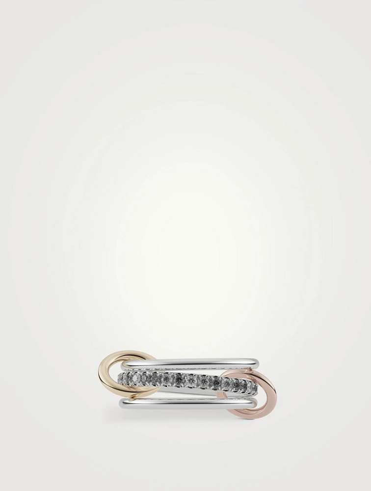 Tigiris MX Gris Silver And 18K Gold Stacked Ring With Diamonds