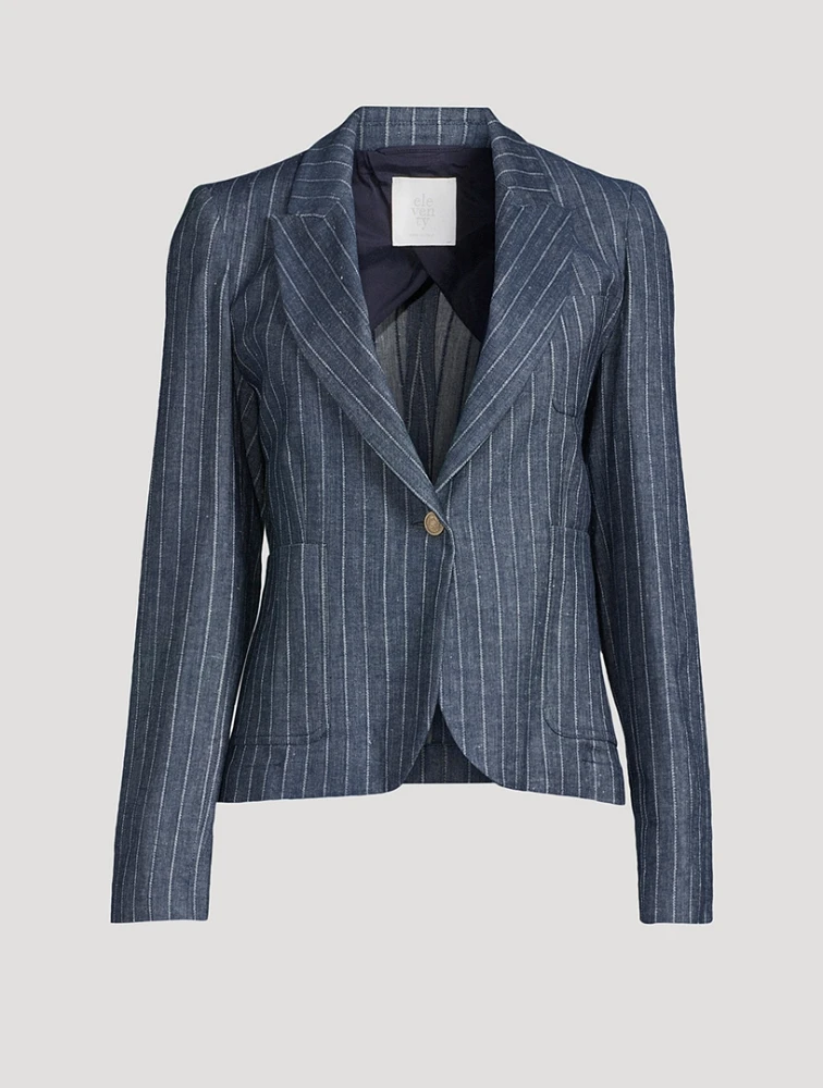 Single-Breasted Blazer Stripe Print