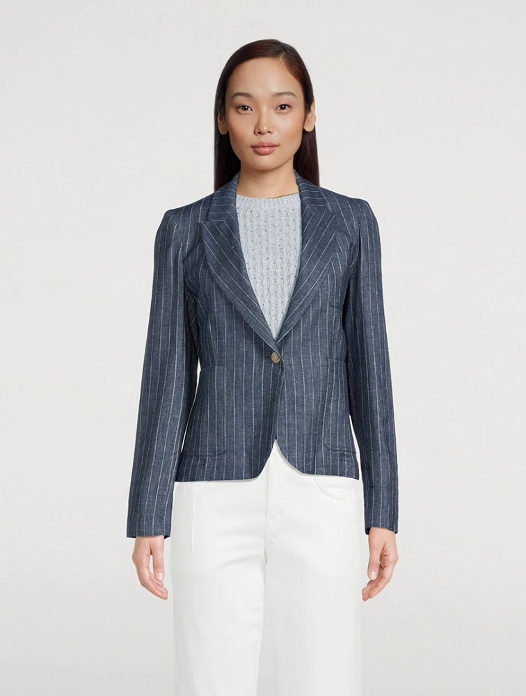 Single-Breasted Blazer Stripe Print