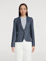 Single-Breasted Blazer Stripe Print