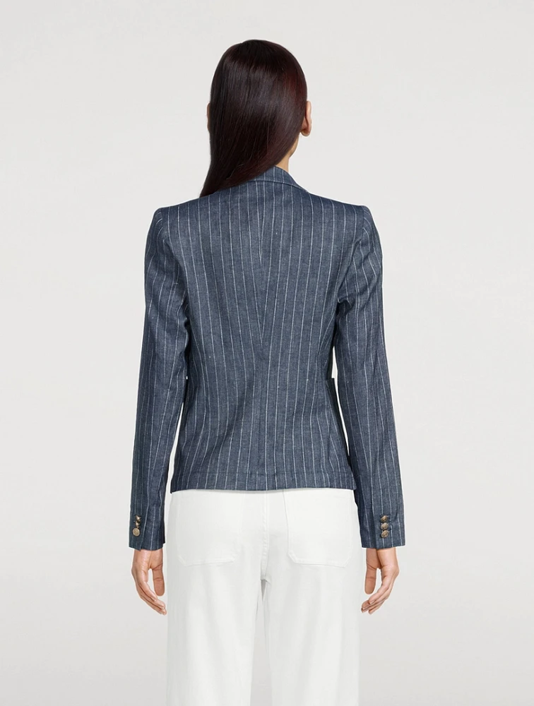 Single-Breasted Blazer Stripe Print